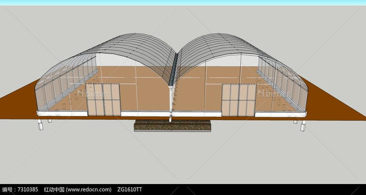 白色透明温室大棚su模型