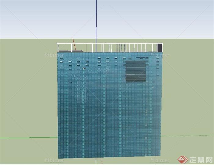 某现代拐角高层办公建筑设计SU模型