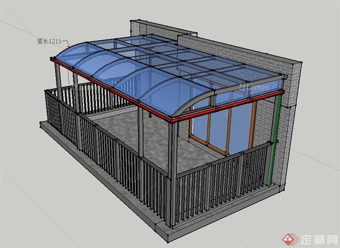 某山庄阳光房建筑设计SU模型