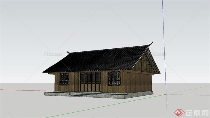 古典中式瓦房住宅建筑设计su模型