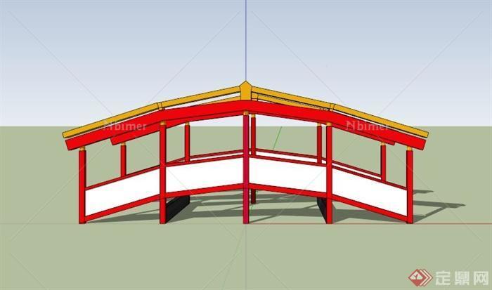 古典中式红木园桥设计SU模型[原创]