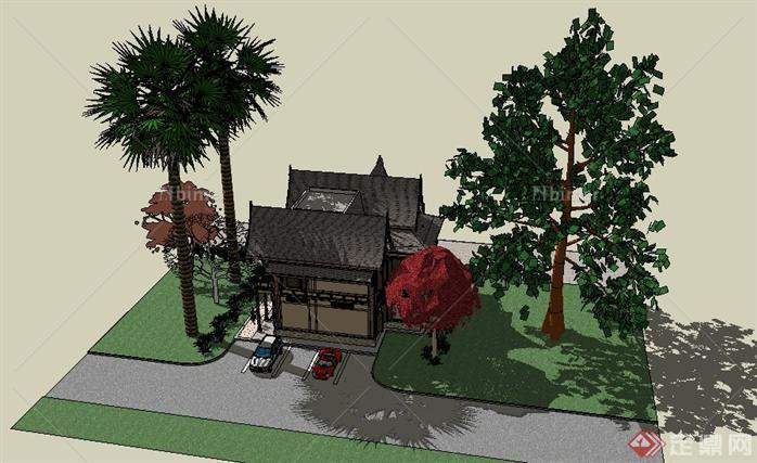 精细东南亚风格小屋设计方案su模型