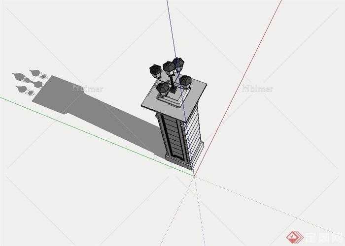 某庭院欧式景观灯柱设计su模型[原创]