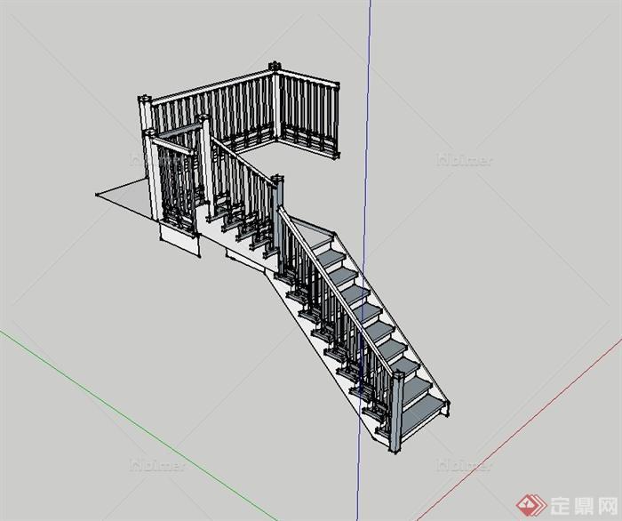 现代风格室内住宅空间楼梯设计SU模型[原创]