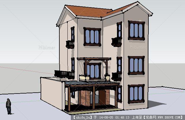 一个独栋别墅建筑素模型
