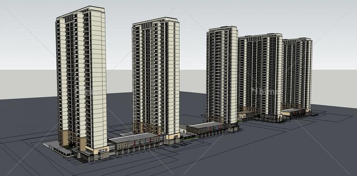 底层商业及住宅(77011)su模型下载