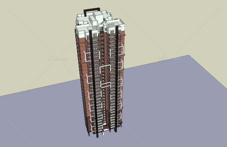 现代高层住宅楼(46749)su模型下载