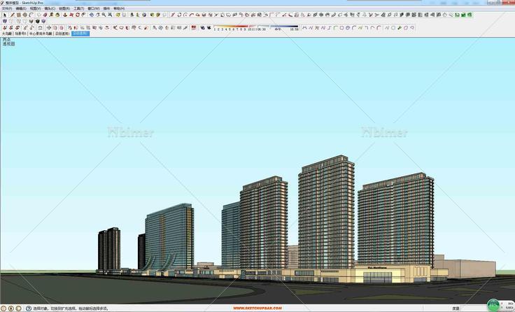 某市一个行政中心区块概念方案设计带SketchUp模