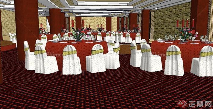 一套完整的宴会厅设计su模型[原创]