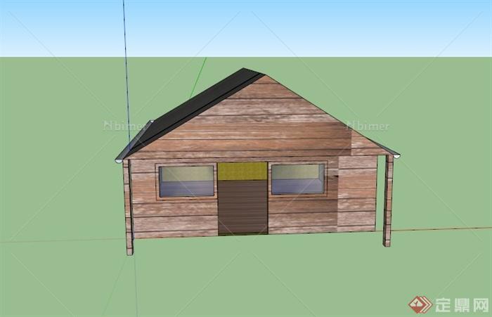 某东南亚简易木制小屋建筑设计SU模型