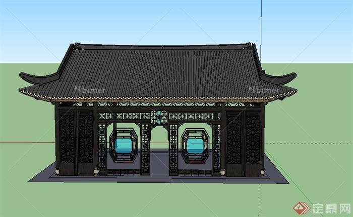 某古典中式岭南景观亭设计SU模型