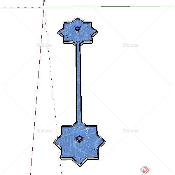 某欧式风格不规则水池喷泉设计SU模型素材