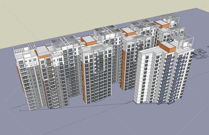 现代高层住宅楼(46994)su模型下载