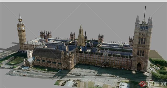 英国国会大厦建筑设计SU模型