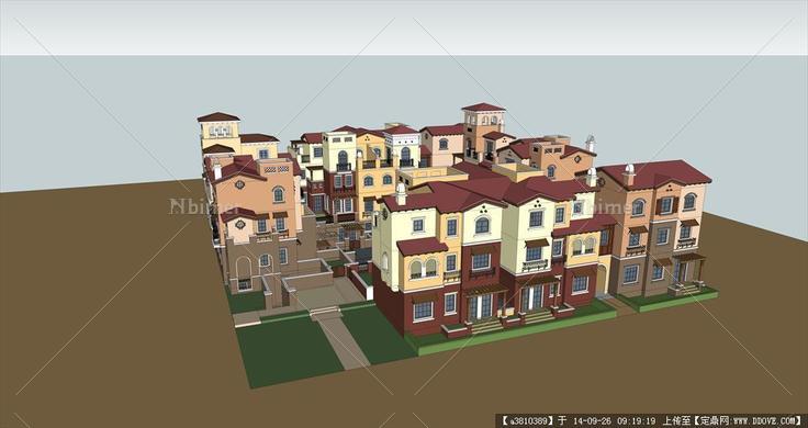 西班牙风格居住区建筑设计su模型