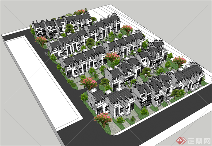 某新中式居住小区建筑设计方案su模型[原创]
