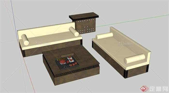 日式沙发茶几设计SU模型