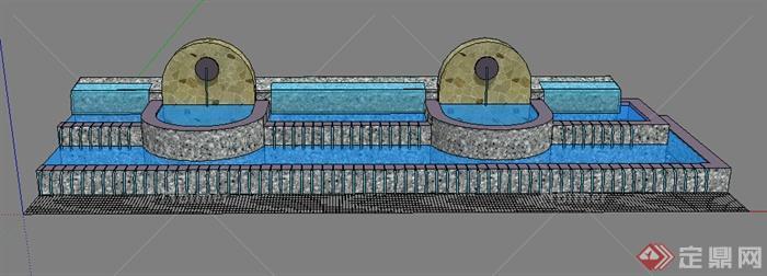 园林景观之跌水水景设计方案SU模型15