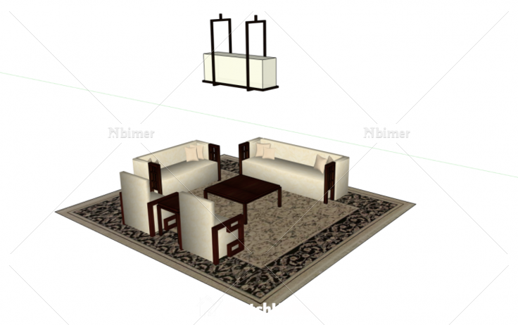 新中式沙发提供SketchUp模型下载分享带截图预览