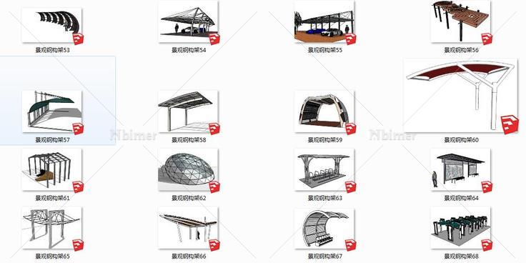 各式各样大小各式风格景观廊架集合(125742)su模