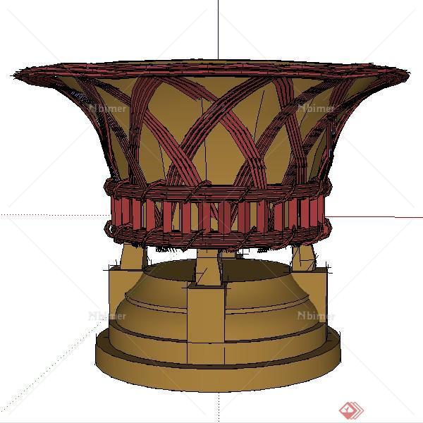 一个花篮形花钵设计的SU模型
