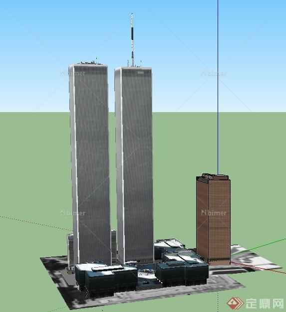 现代某多层高层办公建筑设计SU模型