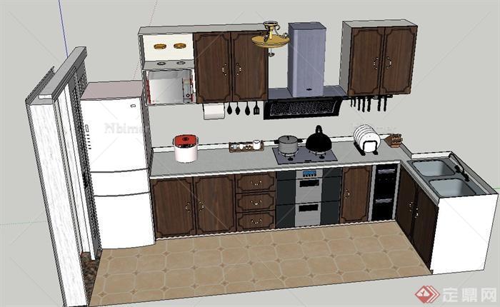 现代某厨房餐具与厨卫设施设计SU模型