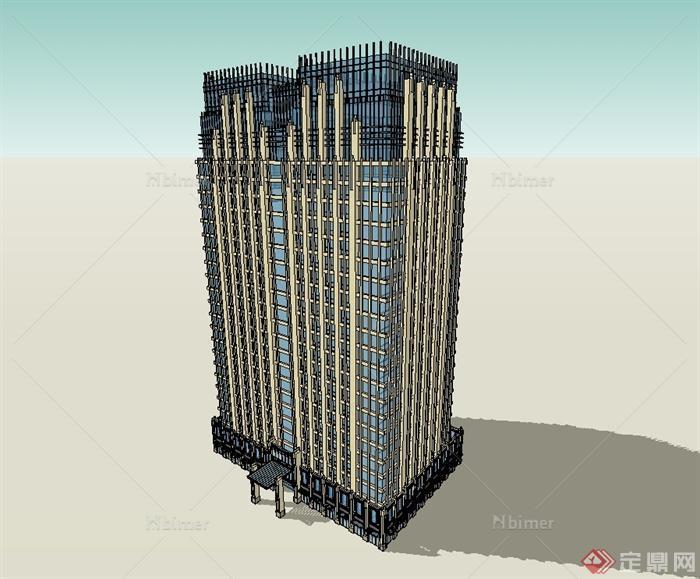 新古典风格高层办公楼建筑楼设计su模型[原创]