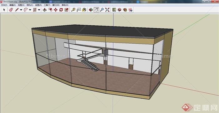 现代风格展览厅室内设计su模型