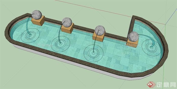 吐水池水景设计SU模型