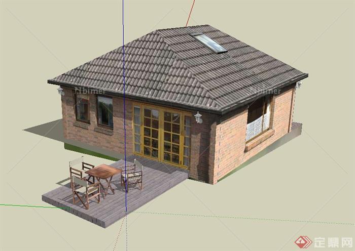 某小型居住建筑房设计SU模型素材