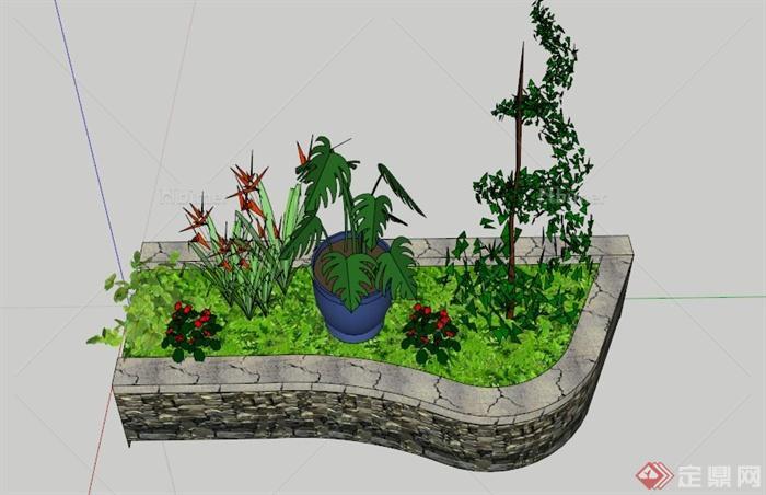 某花坛花池设计su模型