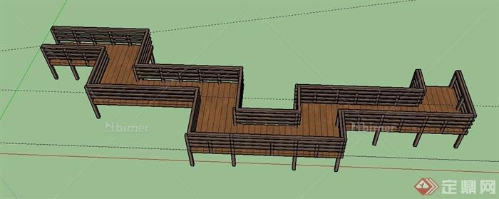 园林景观木栈道设计SU模型