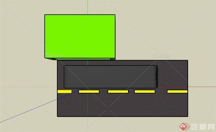 现代玻璃盒子造型公交车站设计SU模型[原创]