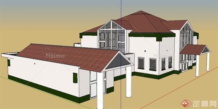 现代简约私人别墅住宅建筑设计su模型