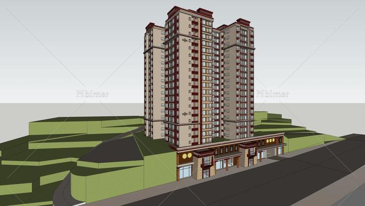 周转房模型方案2现代高层住宅