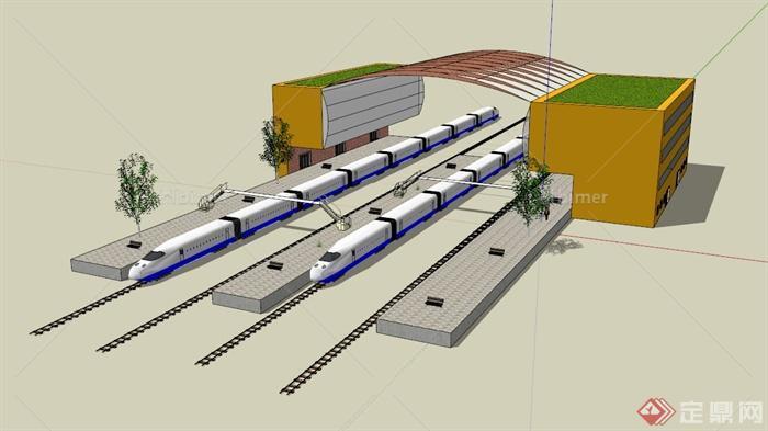 某地铁候车站建筑设计SU模型