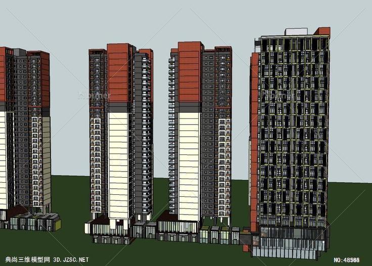 住宅建筑高层住宅 su模型 3d