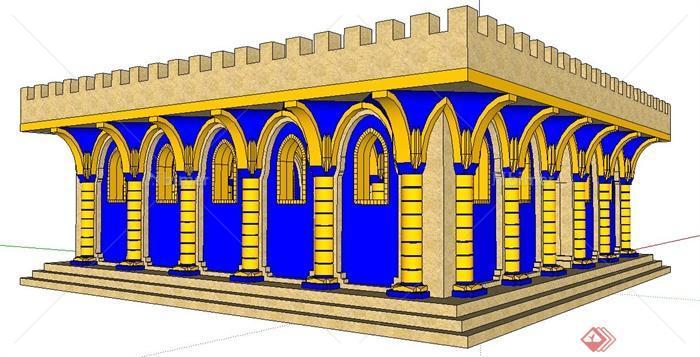 阿拉伯风格寺庙建筑设计su模型