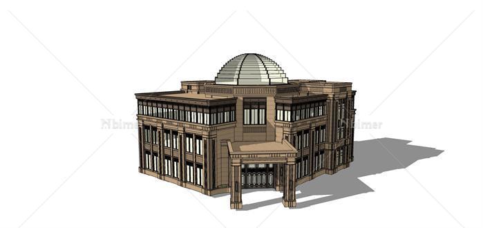 某新古典风格圆形商业会所建筑方案设计SU模型素