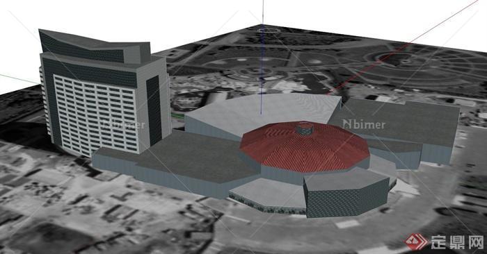 商业酒店大楼建筑设计SU模型