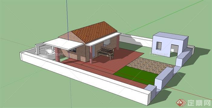 某单层临时住房建筑设计SU模型