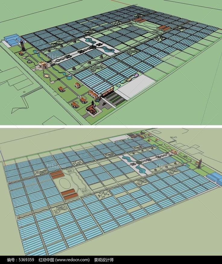 农业生态大棚观光园景观草图大师SU模型
