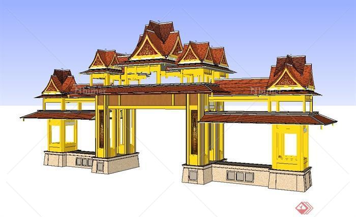 泰式寺庙大门设计su模型