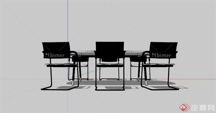 现代简约六人会议桌椅组合SU模型[原创]