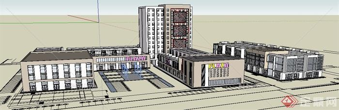 某现代风格购物广场建筑设计SU模型