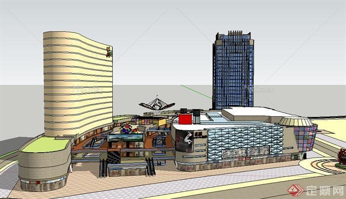 现代风格临街购物中心商业建筑设计su模型