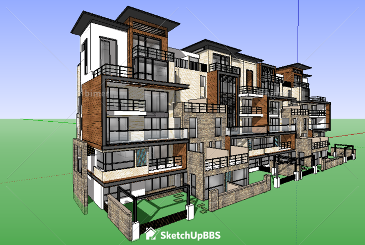 精细漂亮的别墅建筑设计方案提供SketchUp模型下