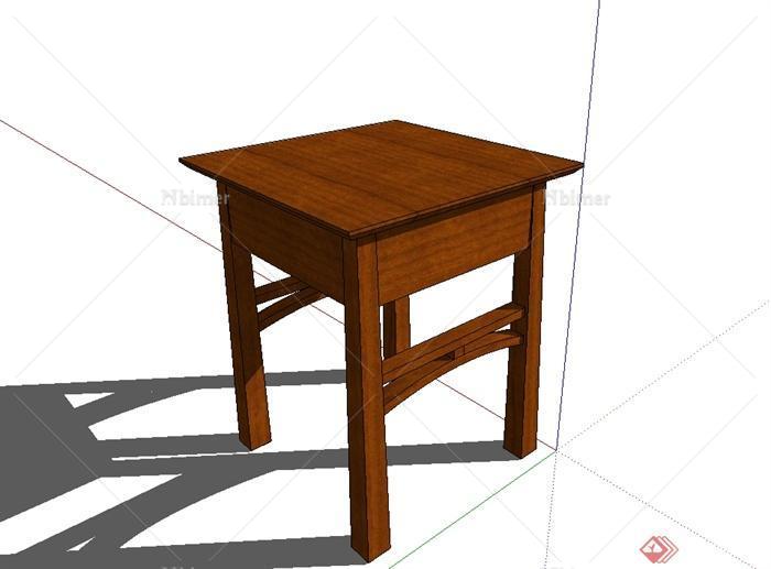 某现代风格木质抽屉桌设计su模型[原创]