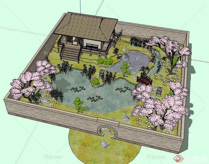 某中式庭院花园su模型设计[原创]